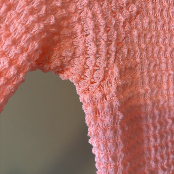 Free Kisses Juniors 3/4 Sleeve Peach Pullover Lightweight Bow Shirt Size Large - Picture 3 of 6